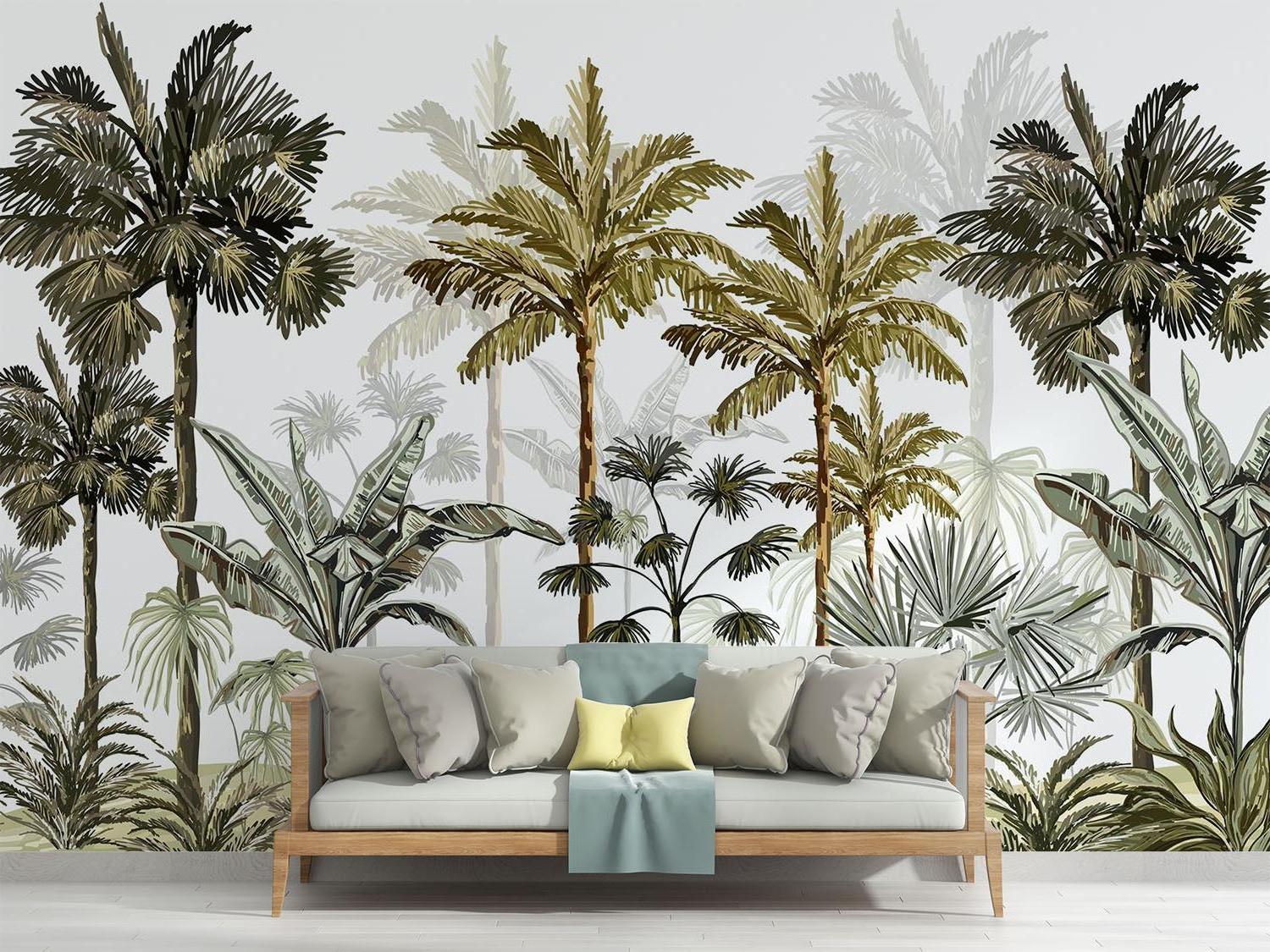 Tropical Mural Wallpaper | Vintage Palm Tree Paradise