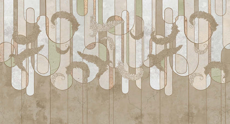 Papier Peint Mural Plume | Motif Géométrique Art Déco