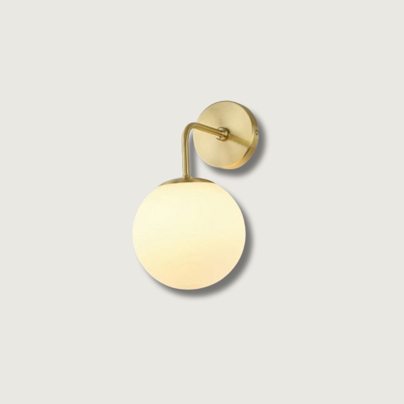 Scandinavian Globe Wall Light Brass Finish with Adjustable Arm - Product showcase