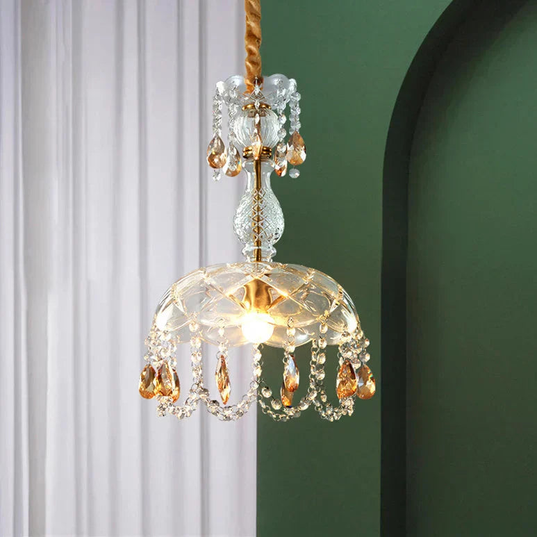 Crystal Pendant Chandelier Amber Drop Glass Design - Product detail 5