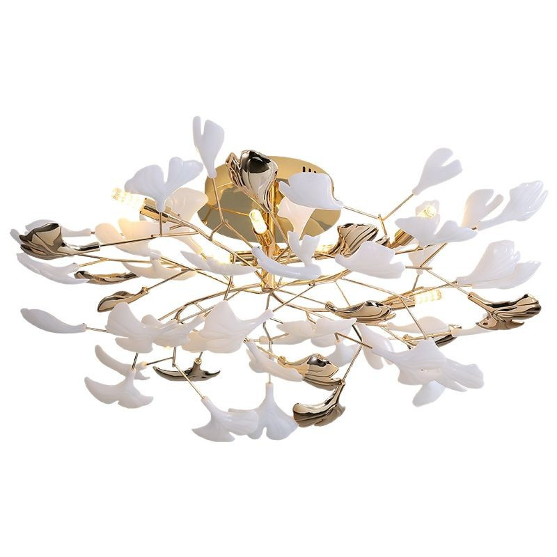 Ginkgo Leaf Ceiling Light Gold Frame Ceramic Leaf Design - Product detail 11