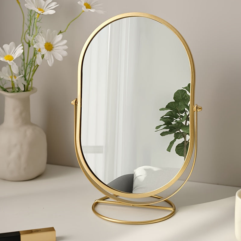 Rotating Vanity Mirror  Oval Metal Frame Design - Product example