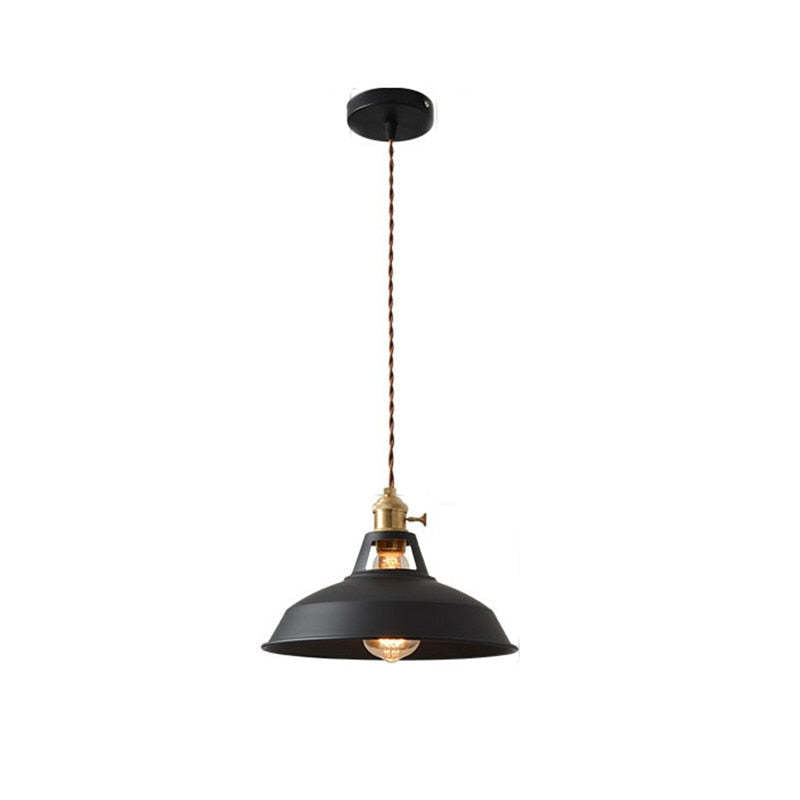 Industrial Pendant Light Black Metal Dome Shade - Product detail 8