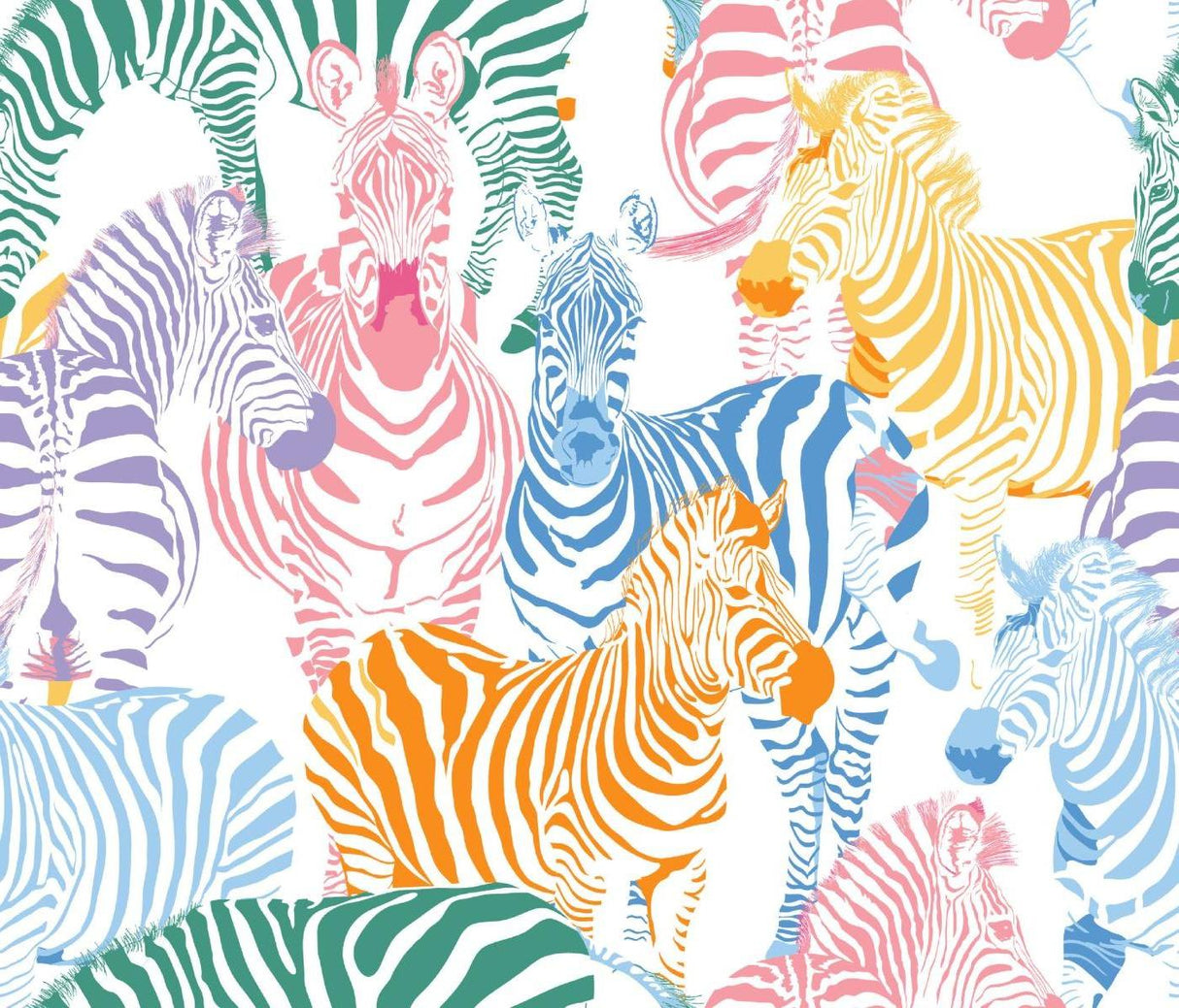Safari Mural Wallpaper | Colorful Zebra Pattern