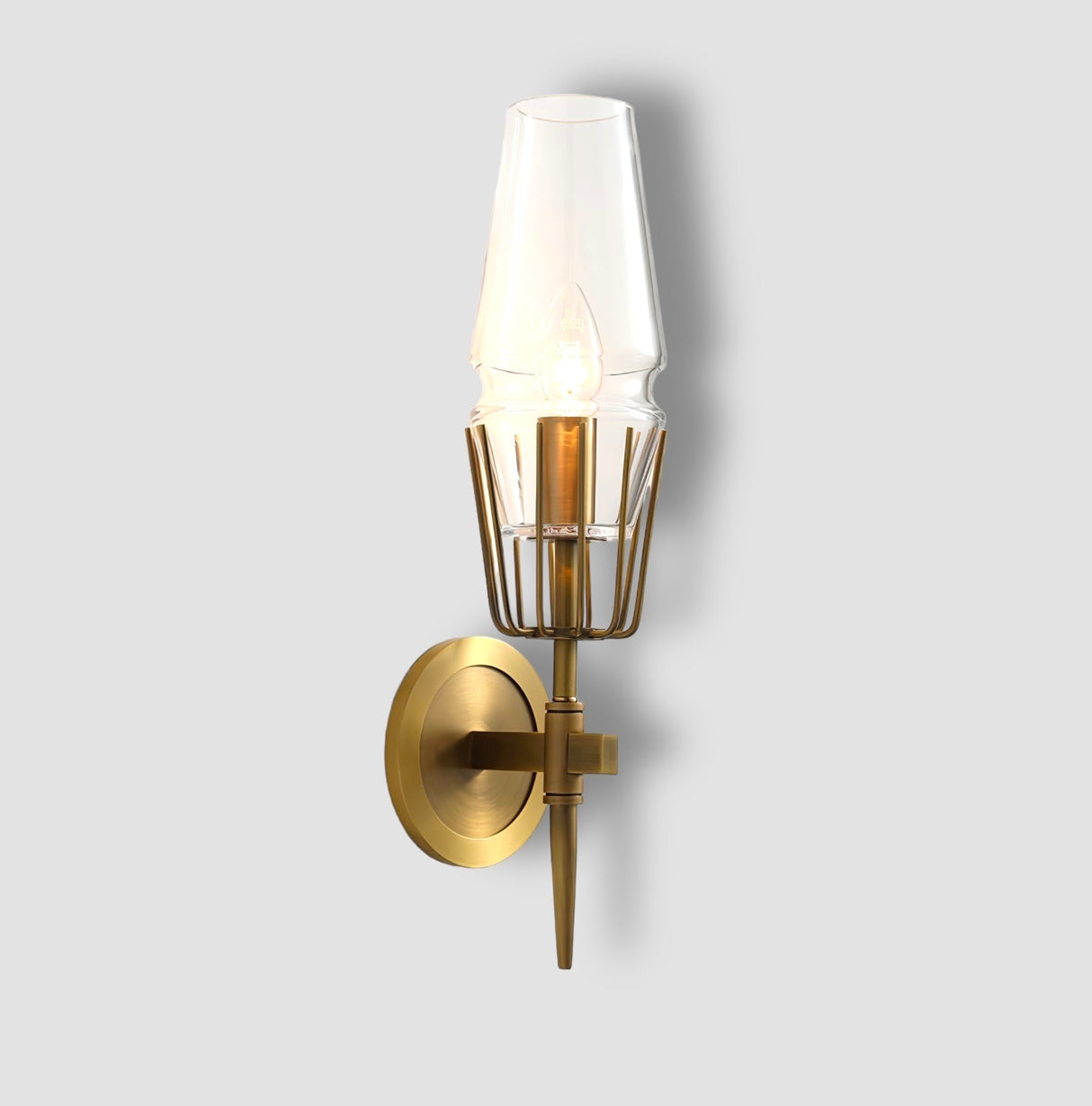 Modern Wall Sconce Brass Frame Clear Glass Shade - Product detail 20