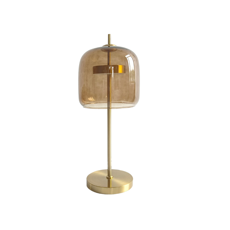 Modern Table Lamp Smoke Glass Dome with Brass Stand - Product example