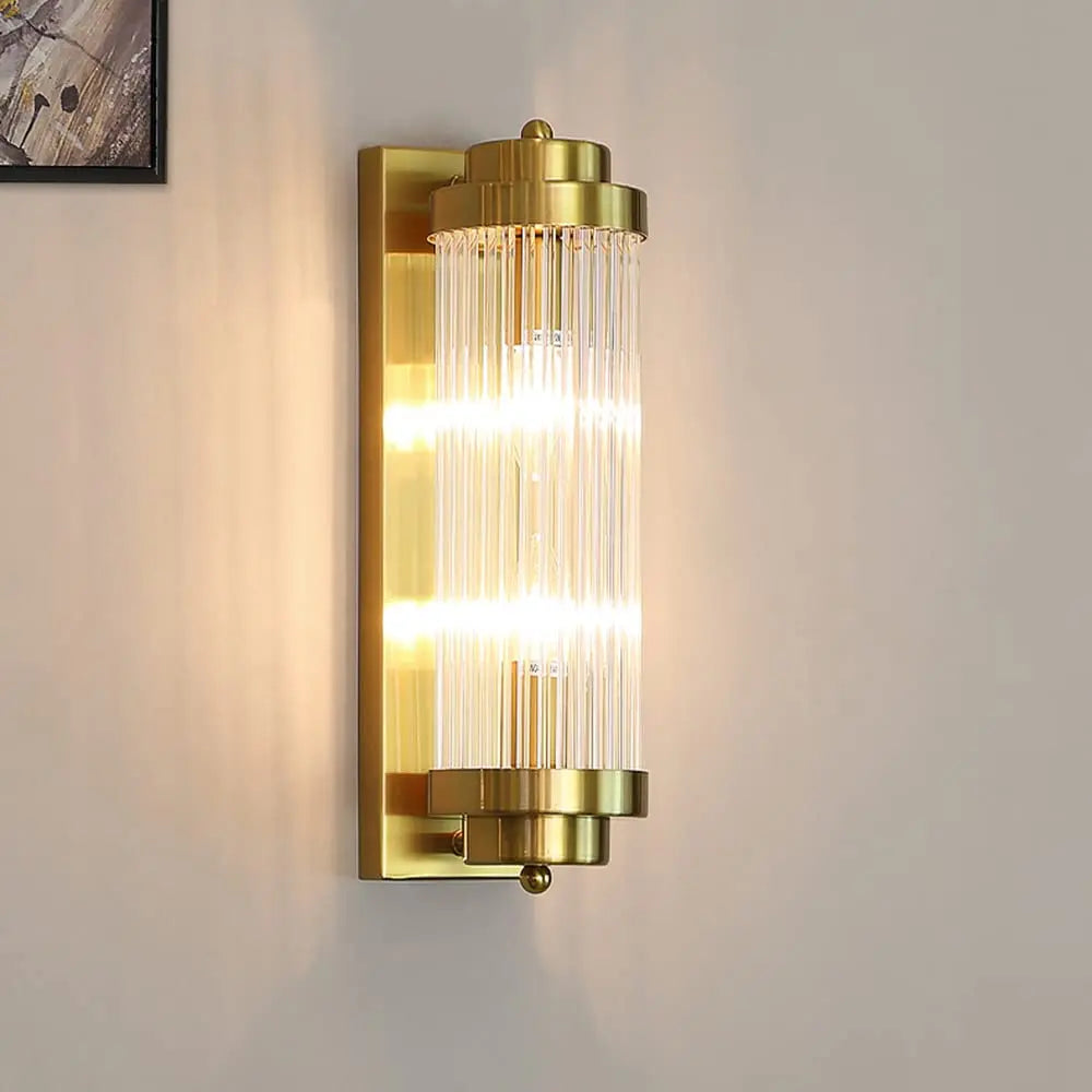 Art Deco Wall Light Crystal Glass Brass Finish - Product example