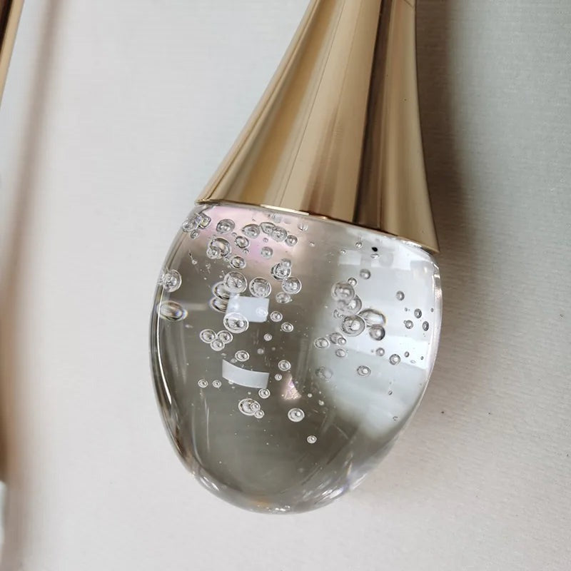 Modern LED Wall Lamp Crystal Drop Design With Gold Accents - Product example