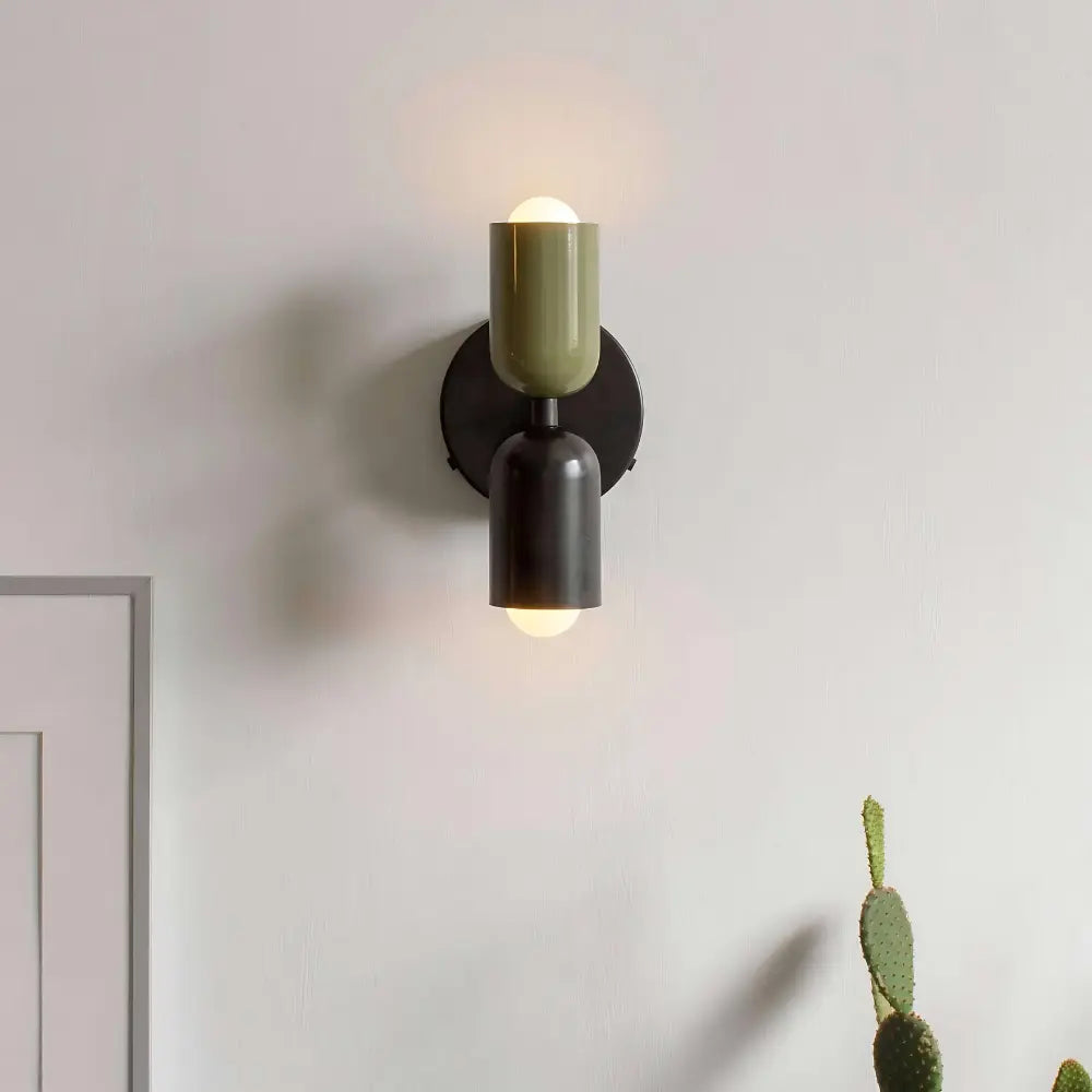 Modern Wall Sconce Dual-Head Green Black Design - Product detail 4