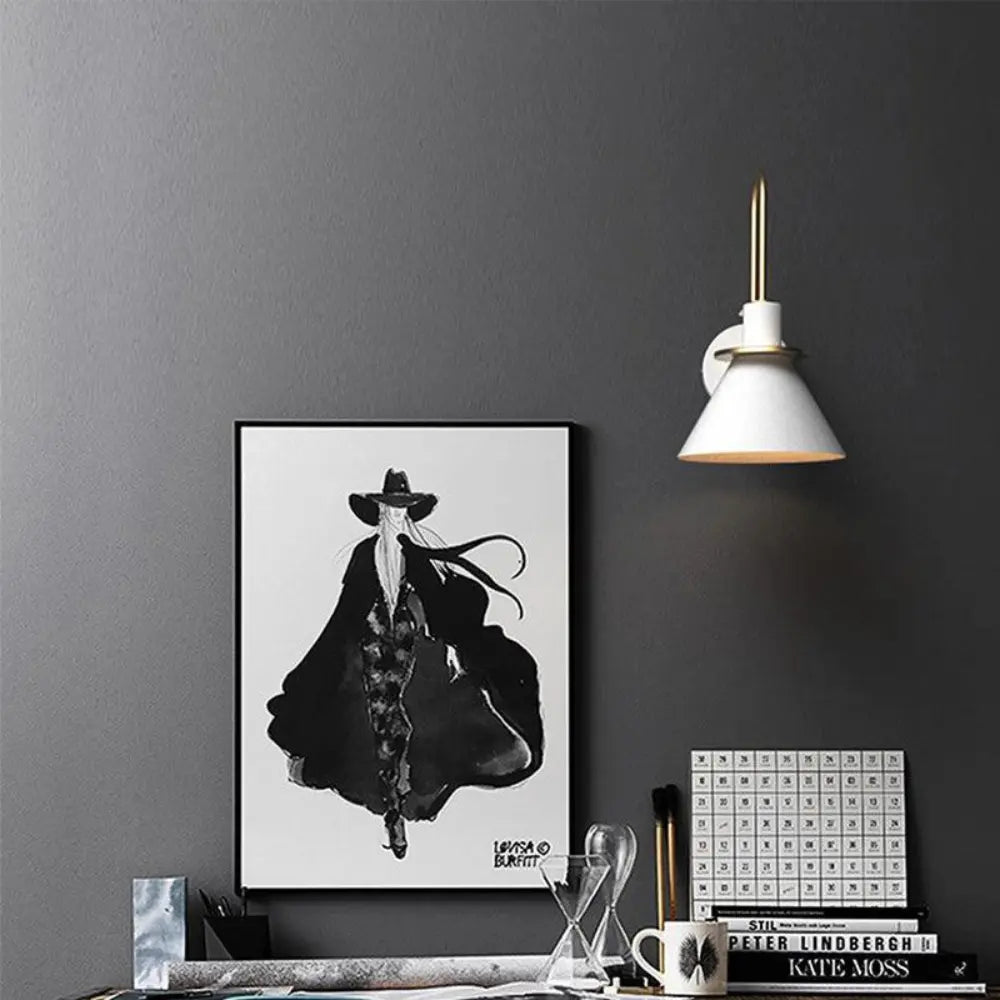 Modern Wall Sconce White Metal Cone Shade with Gold Accents - Product detail 5