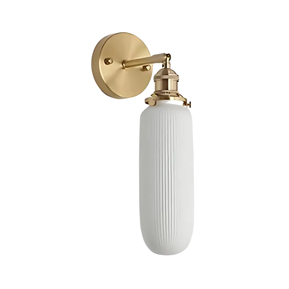 Modern Ceramic Wall Light  Ribbed Glass Shade with Brass Fixture - Product detail 10