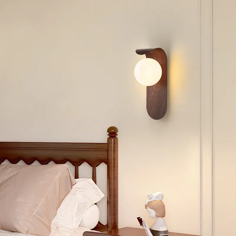 Modern Wood Wall Lamp  Natural Walnut Design - Product example
