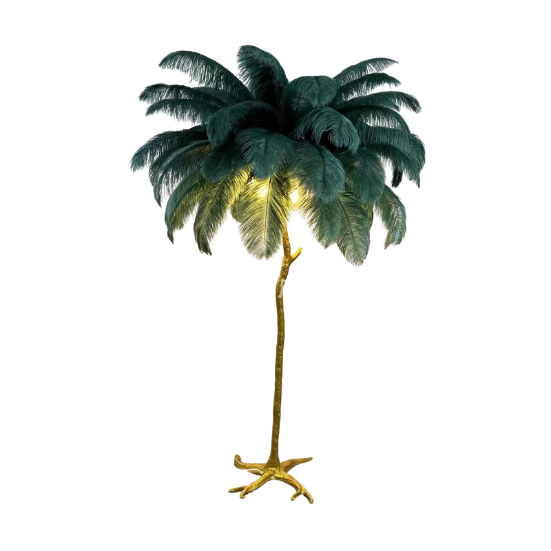 Nordic Feather Floor Lamp Pink Ostrich Plume Gold Stand - Product detail 15
