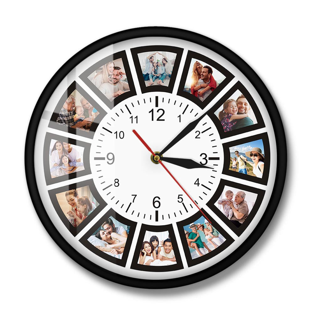 Personalized Photo Wall Clock  12 Frame Memory Collage Display - Product detail 4