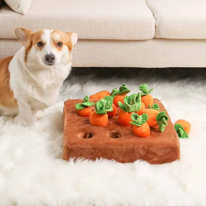 Interactive Dog Puzzle Mat  Carrot Garden Treat Dispenser - Detailed view