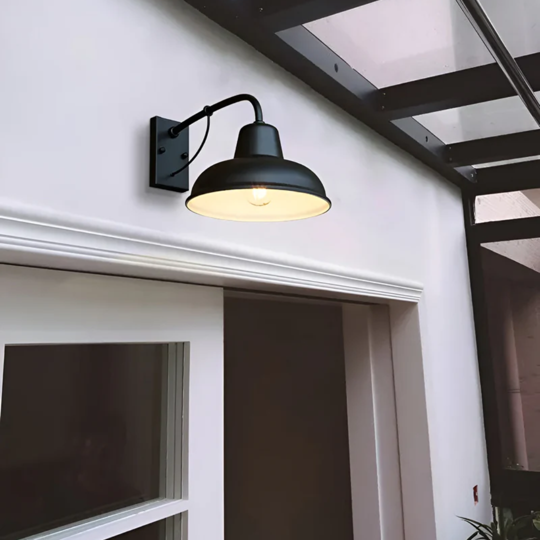 Industrial Wall Light Black Metal Barn Shade - Product example