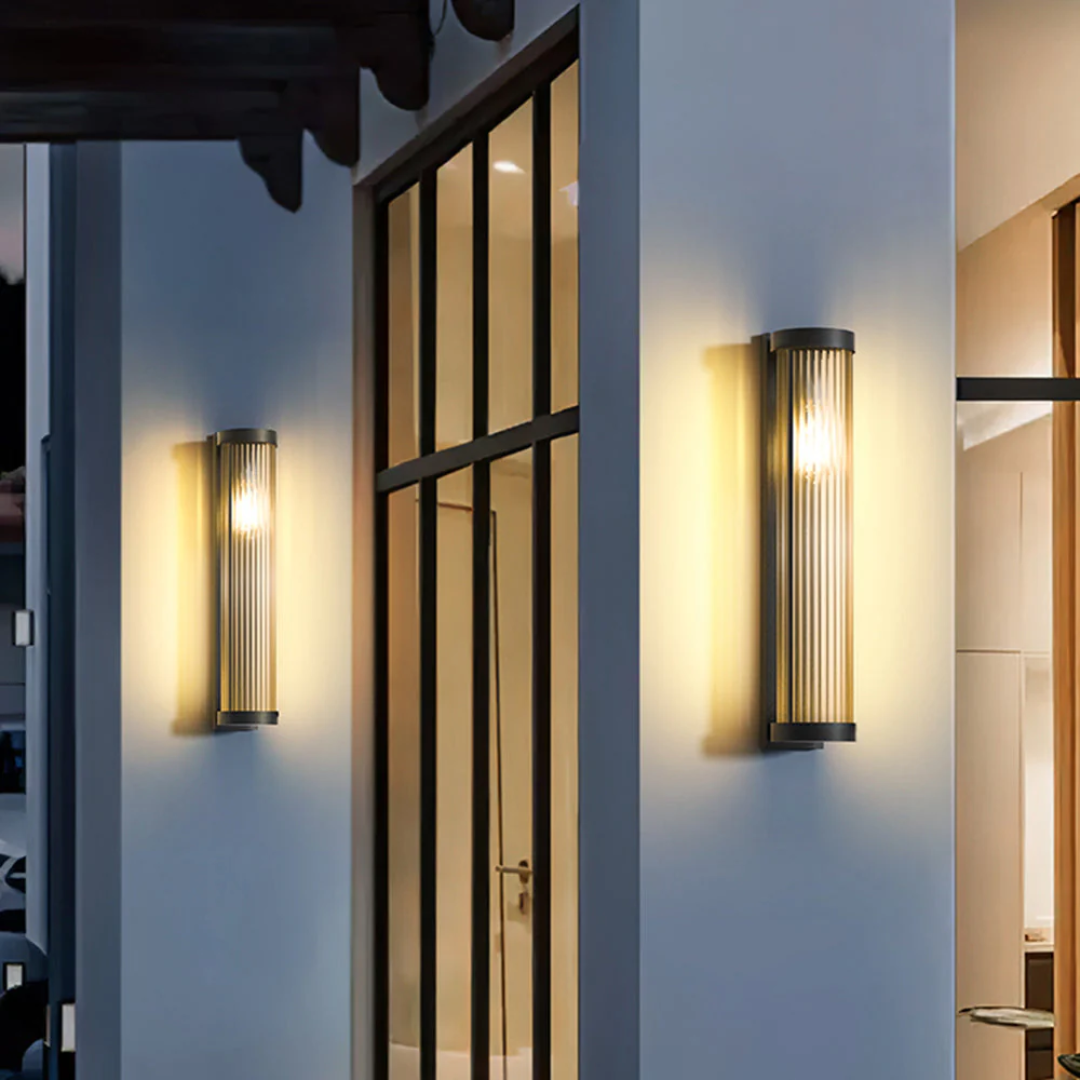 Modern Outdoor Wall Light Ribbed Glass LED Sconce - Product detail 6