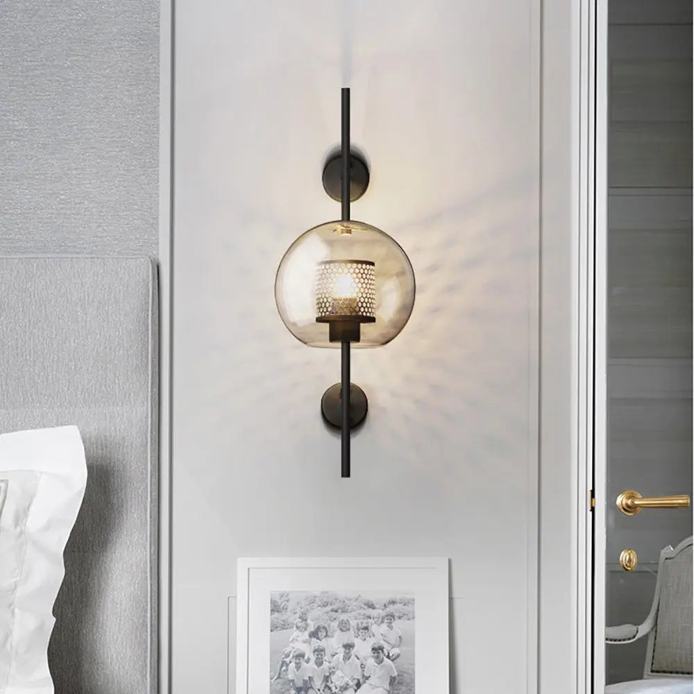 Modern Wall Sconce Glass Globe Metal Mesh Design - Product detail 4