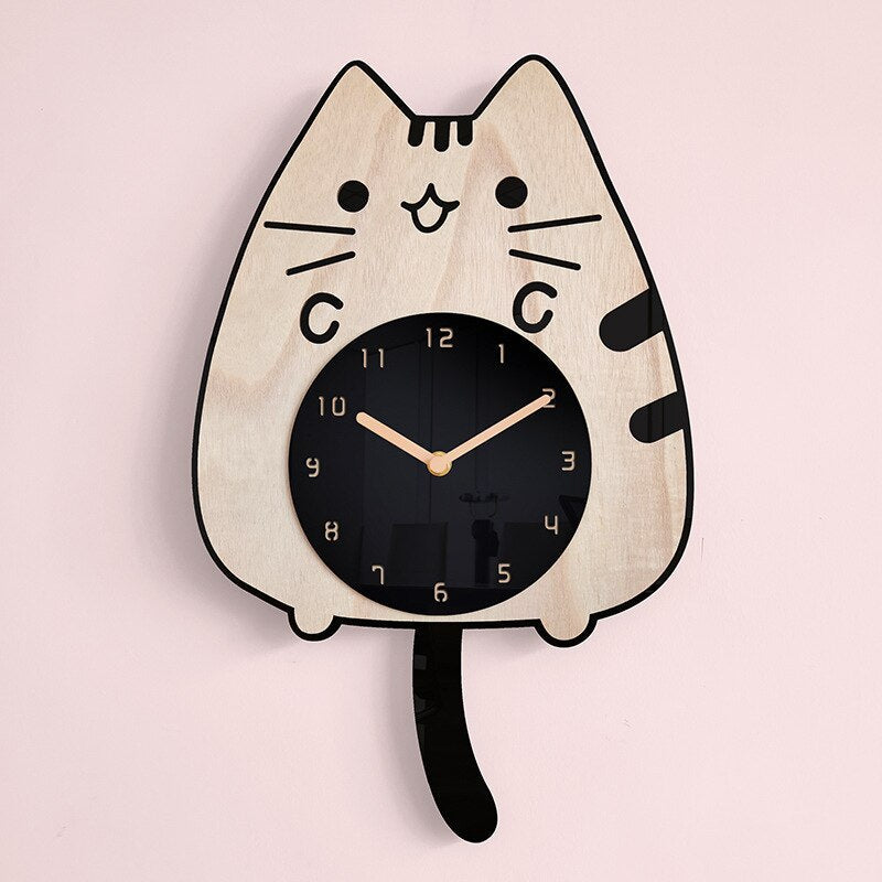 Cat Wall Clock  Swinging Tail Design - Product example