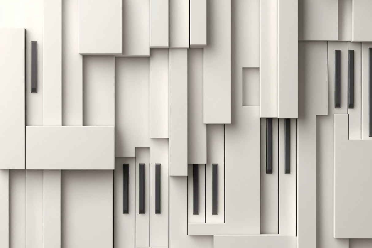 Geometric 3D panel design file showing detailed pattern and neutral color palette