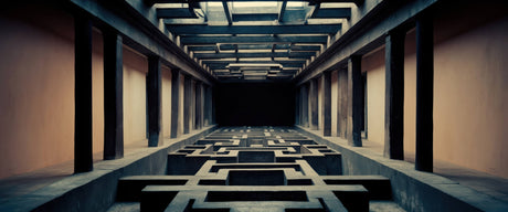 Geometric architectural illusion design file showing intricate patterns and wood tones