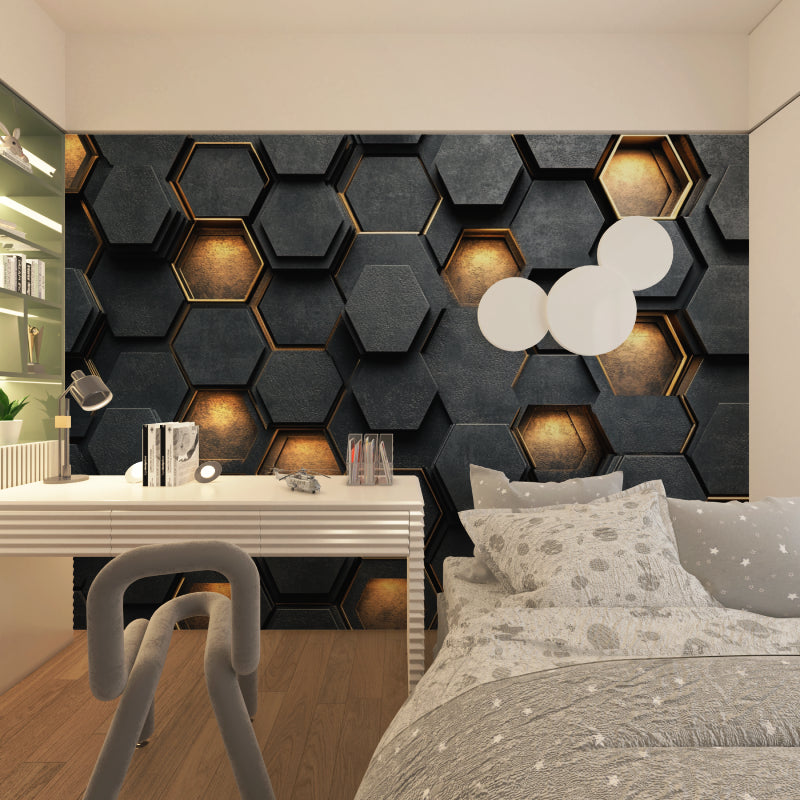 Hotel lobby showcasing Black and Gold Geometric Pattern adding luxury feel