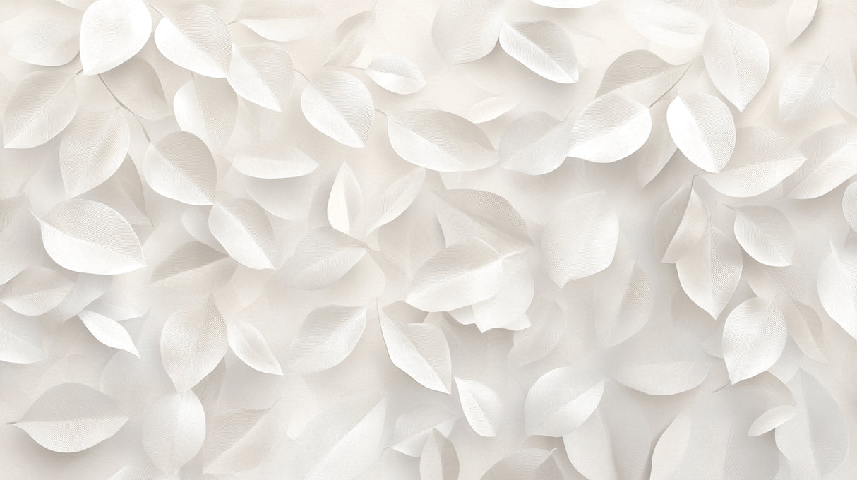 Design file showing detailed 3D white leaves pattern with delicate texture and depth