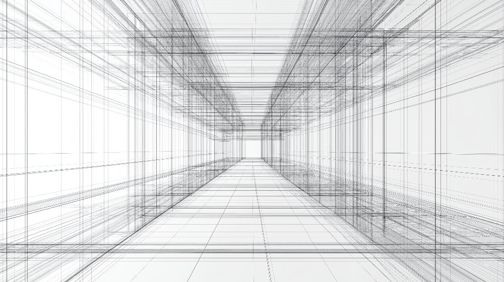 3D architectural perspective lines design file showing detailed geometric pattern