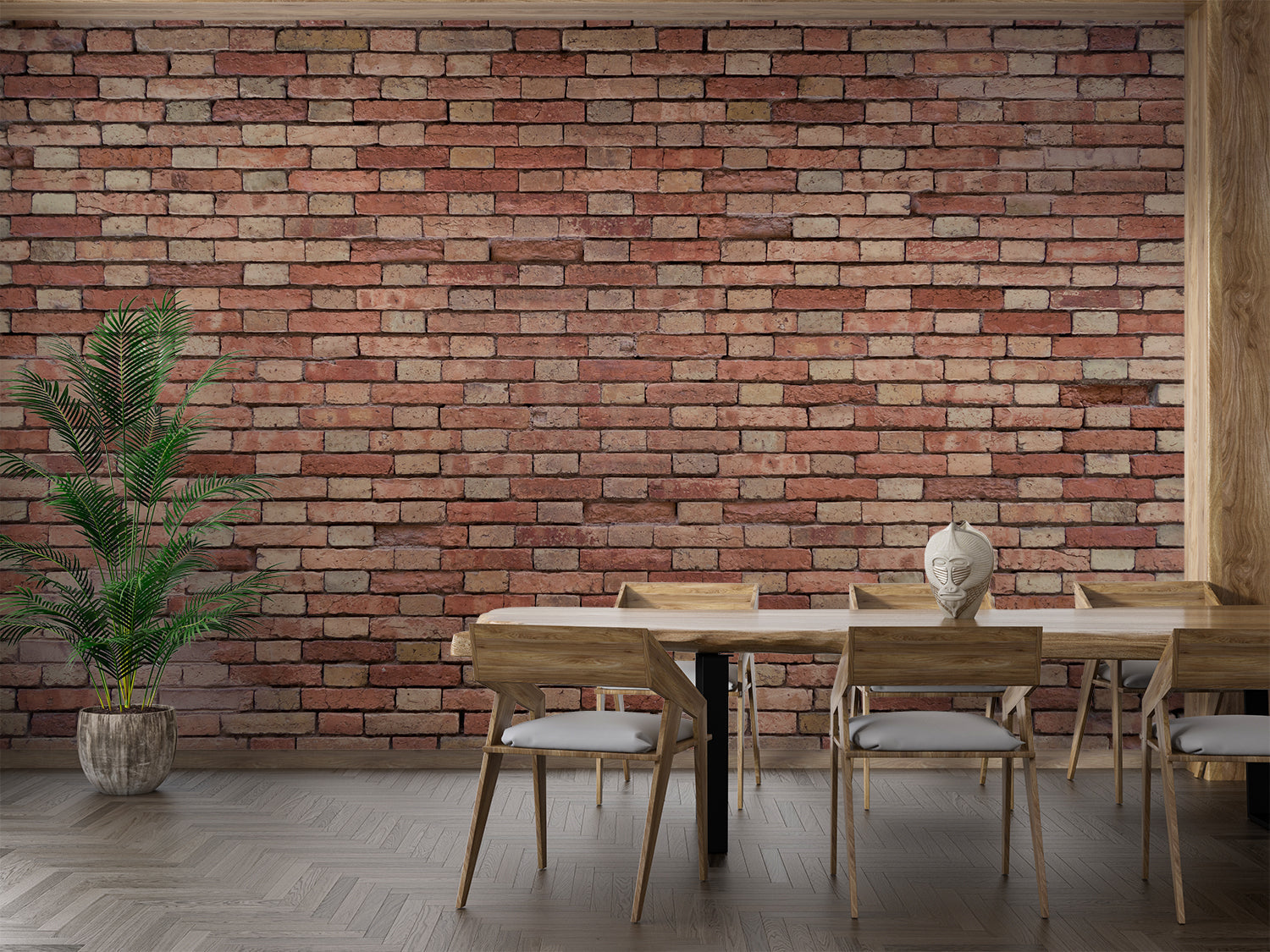 Grey 3D wallpaper pattern making a statement in a contemporary dining room