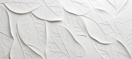 3D white leaf pattern design file showing intricate embossed details and botanical relief texture