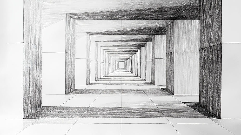 3D geometric tunnel pattern design file showing detailed black and white optical illusion