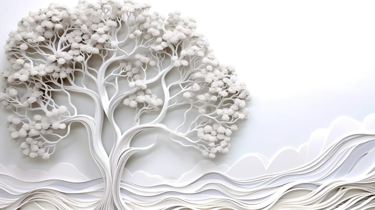 White relief tree pattern design file showing intricate branch details and texture