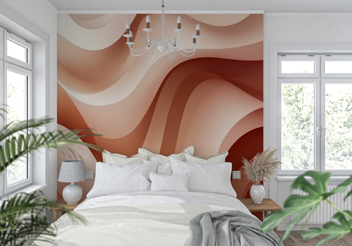 Abstract Mural Wallpaper | Terracotta Waves Design
