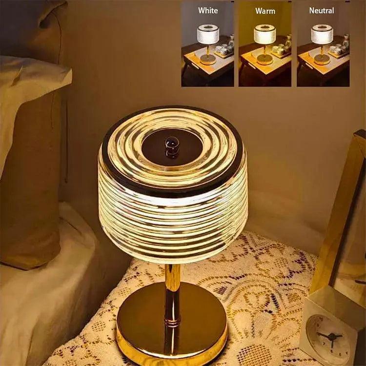 Modern Ring Table Lamp Layered Glass Shade With Gold Base - Product detail 5