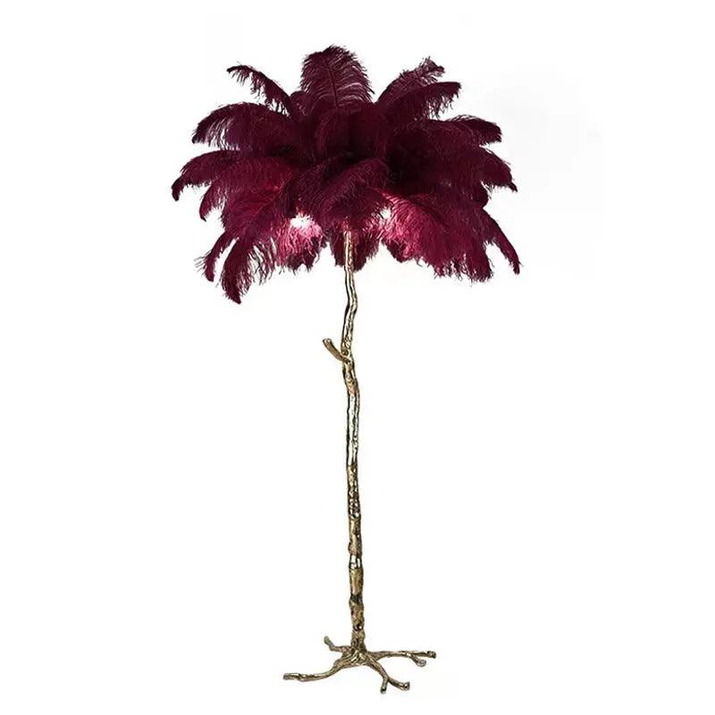Nordic Feather Floor Lamp Pink Ostrich Plume Gold Stand - Product detail 10