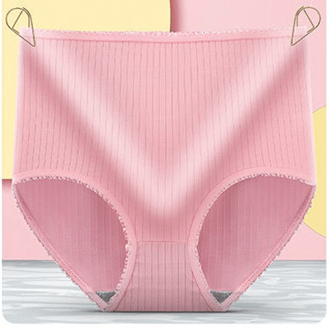 High-Rise Absorbent Underwear Ribbed Cotton Blend With Lace Trim - Product detail 7