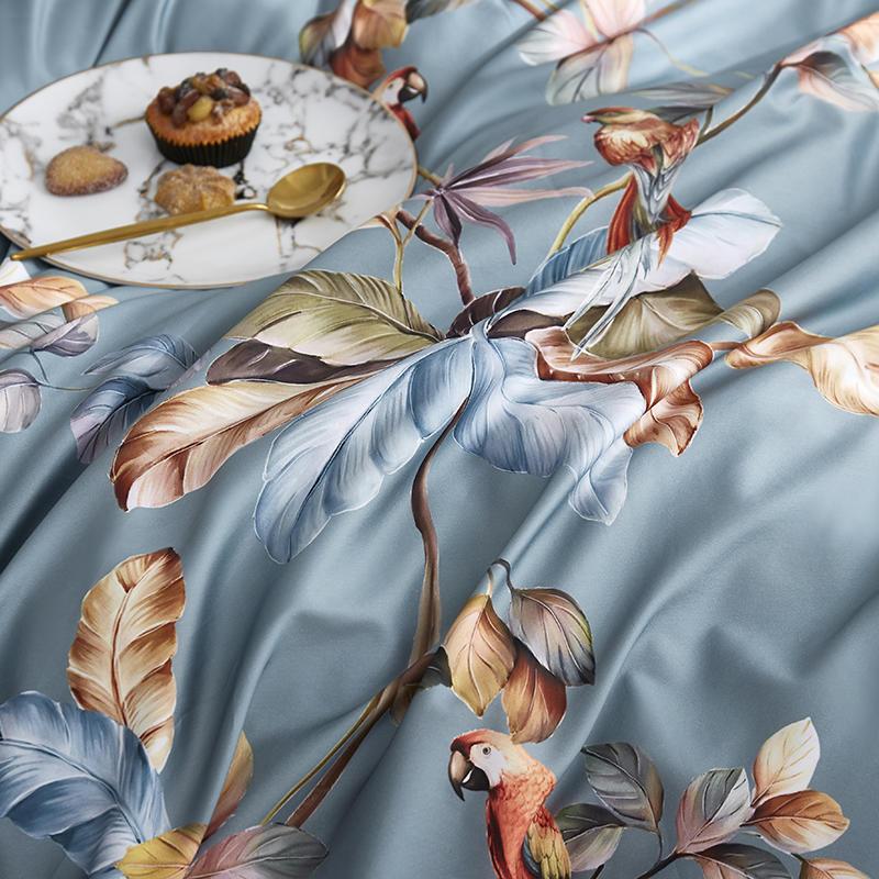 Luxury Egyptian Cotton Bedding  Botanical Birds Print Duvet Set - Product detail 6