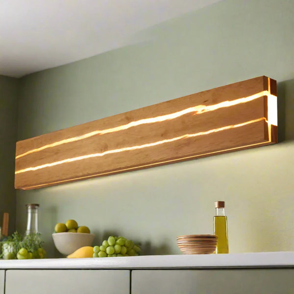 Modern Wall Lamp Natural Wood Fissure Design - Detailed view
