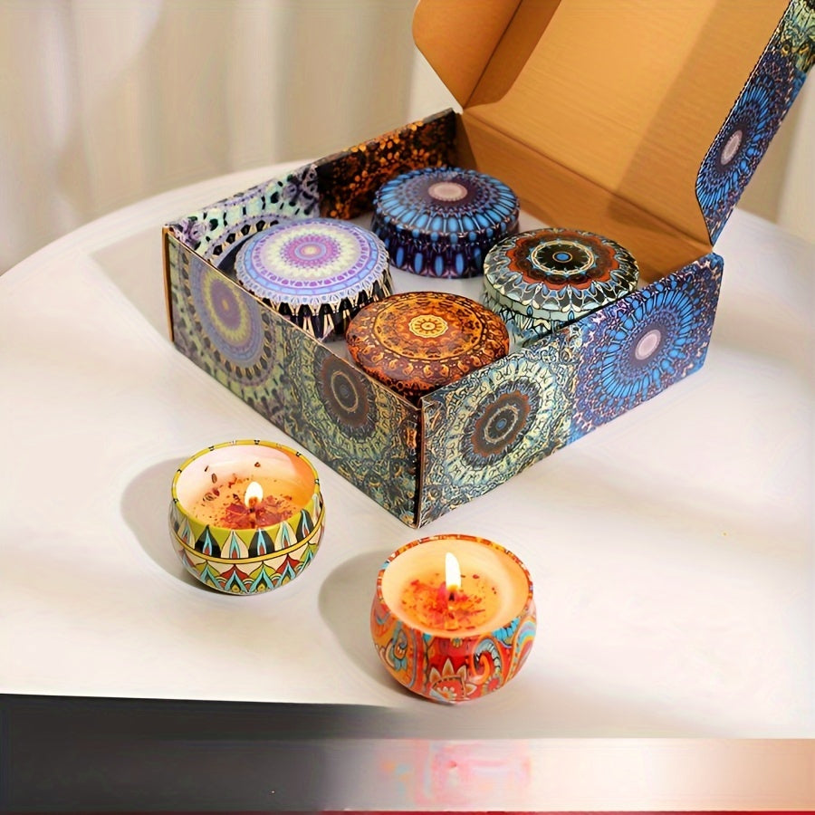 Bohemian Scented Candle Set Mandala Design Tin Collection - Product detail 5