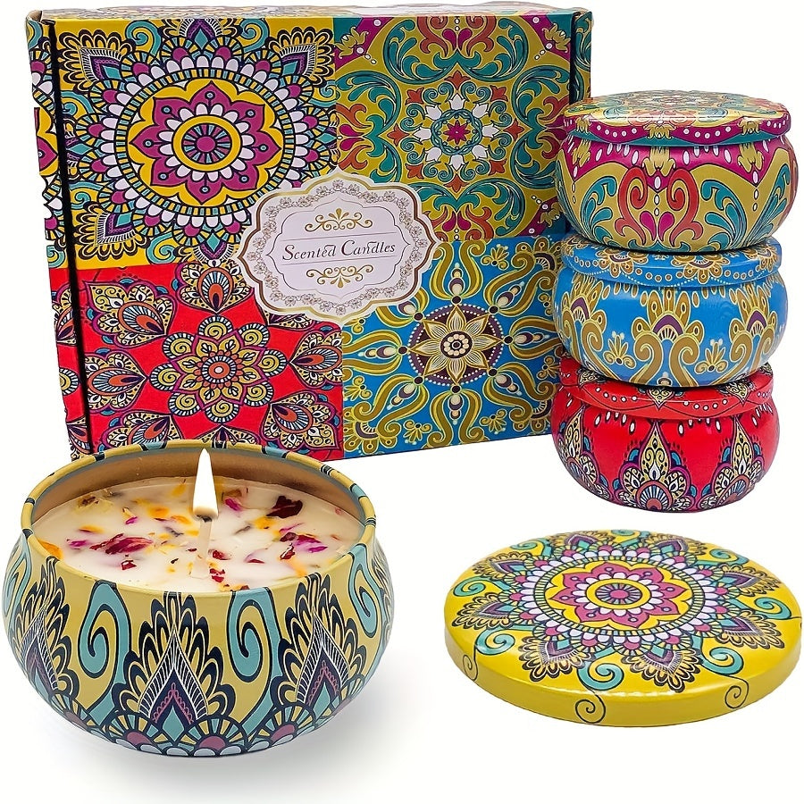 Bohemian Scented Candle Set Mandala Design Tin Collection - Product detail 6