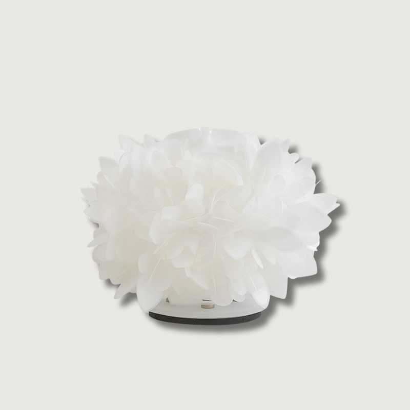 Floral Table Lamp White Petal Design with Metal Base - Product showcase