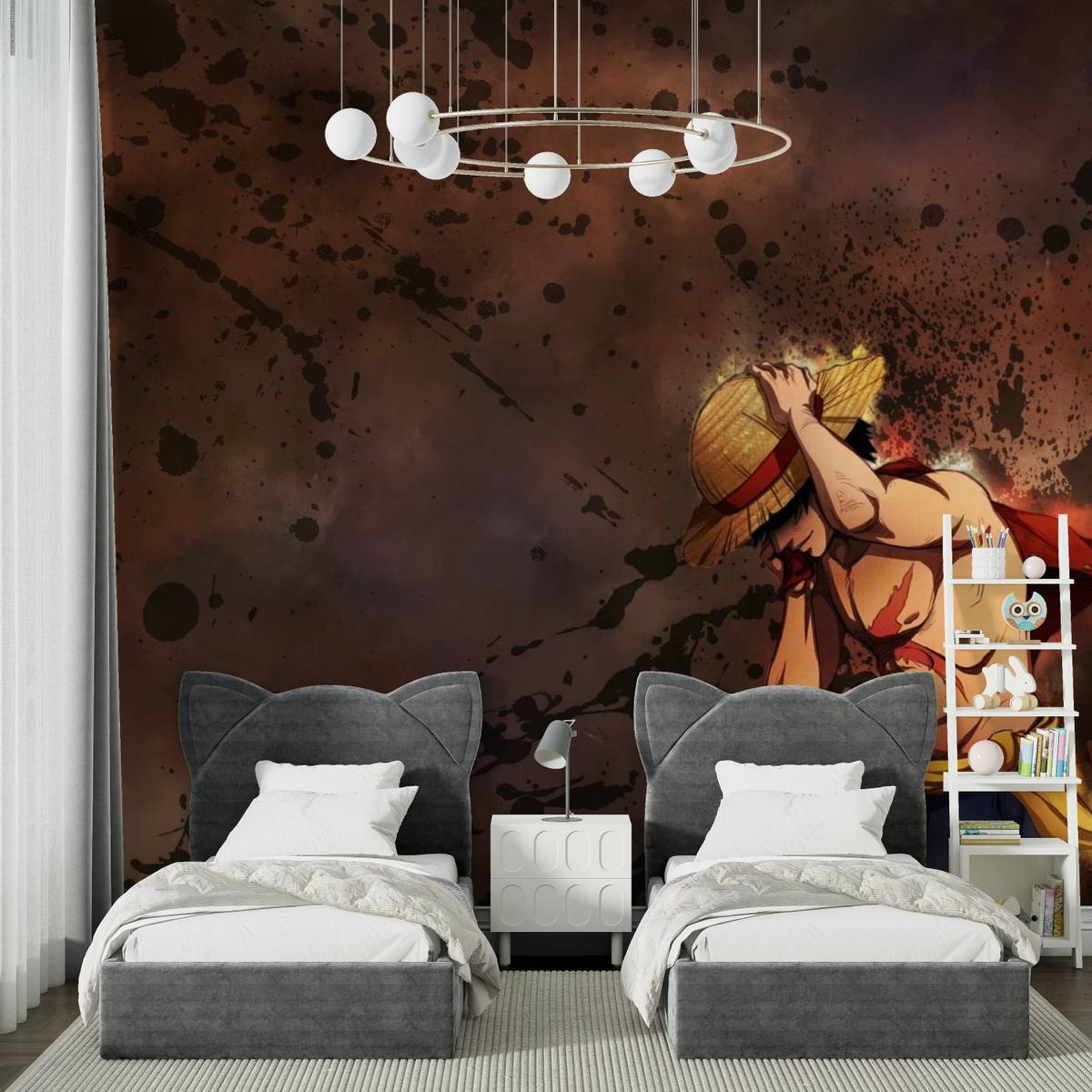 Anime Mural Wallpaper | One Piece Brown Splash Art Design