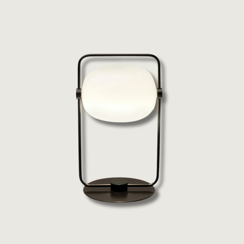 Minimalist Glass Table Lamp Metal Frame Design - Product showcase