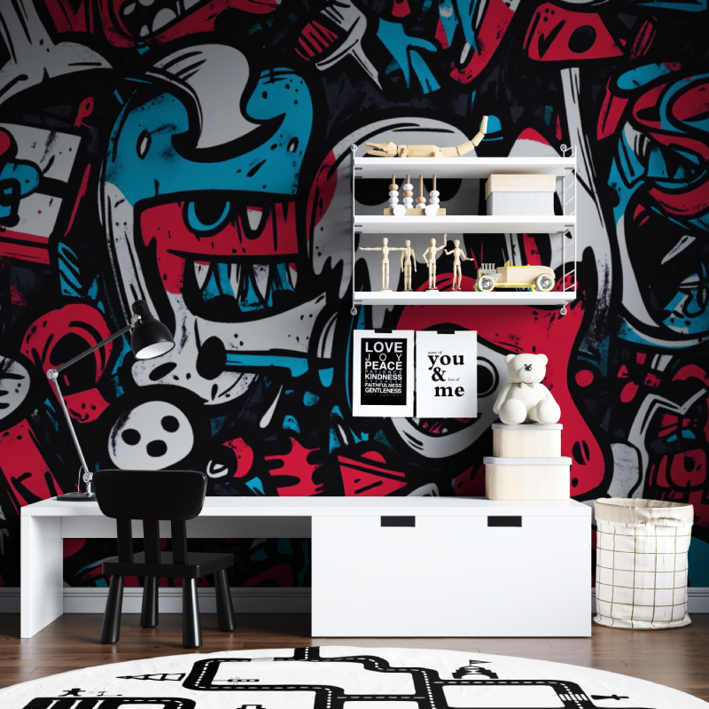 Graffiti Mural Wallpaper | Urban Street Art Design