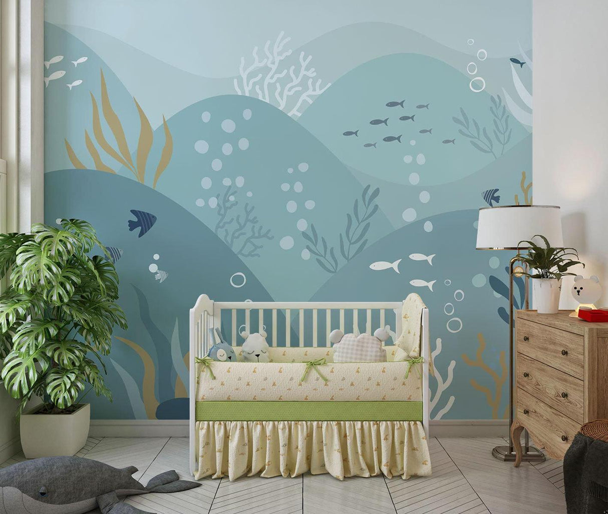 Papier Peint Mural Océan | Scène de Vie Marine Sous-Marine