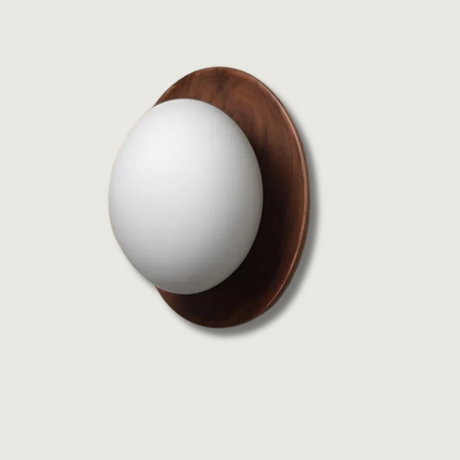 Modern Wall Light  Walnut Wood Base with Glass Globe - Product showcase