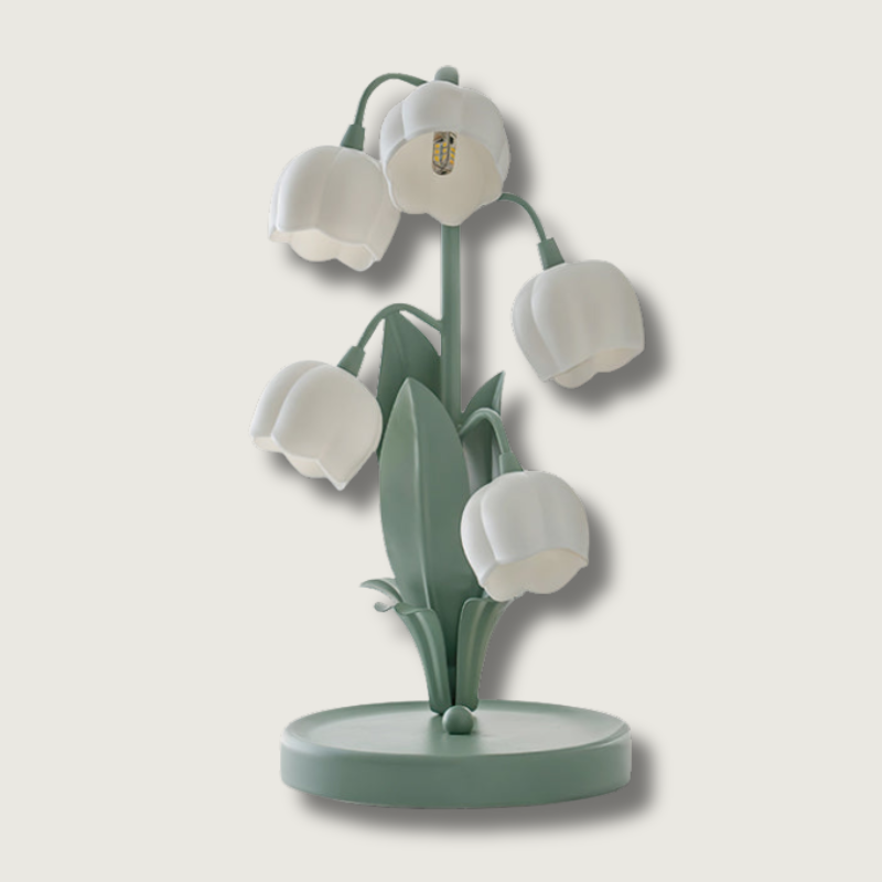 Lily Valley Table Lamp Floral Green Metal Design - Product showcase