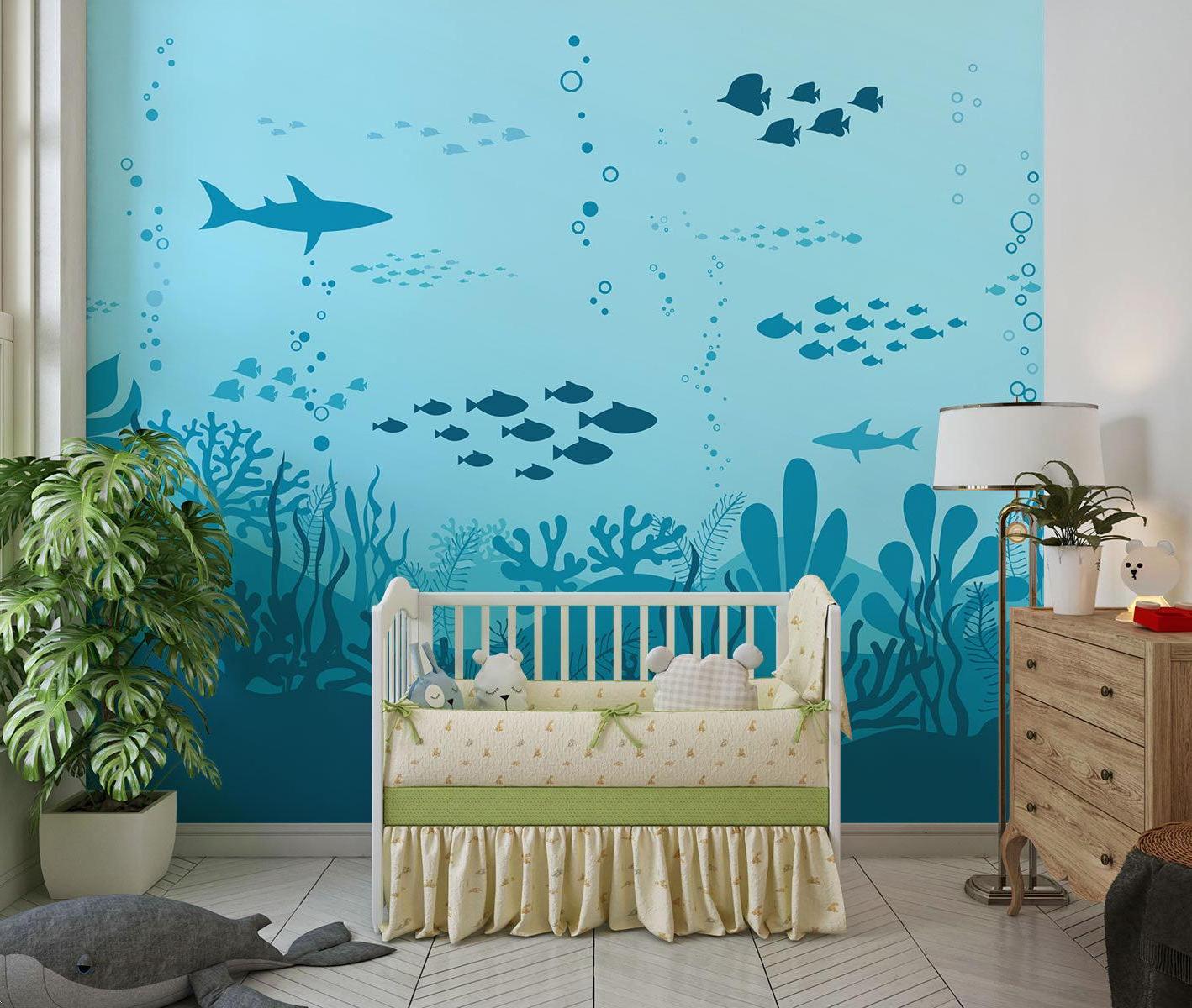 Papier Peint Mural Océan | Scène de Vie Marine Sous-Marine