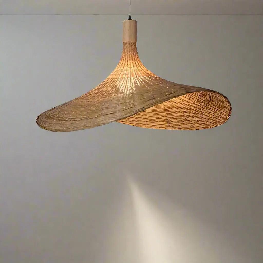 Bamboo Pendant Light  Curved Wave Design - Detailed view