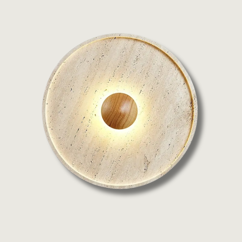 Minimalist Stone Wall Light Natural Travertine LED Sconce - Product showcase